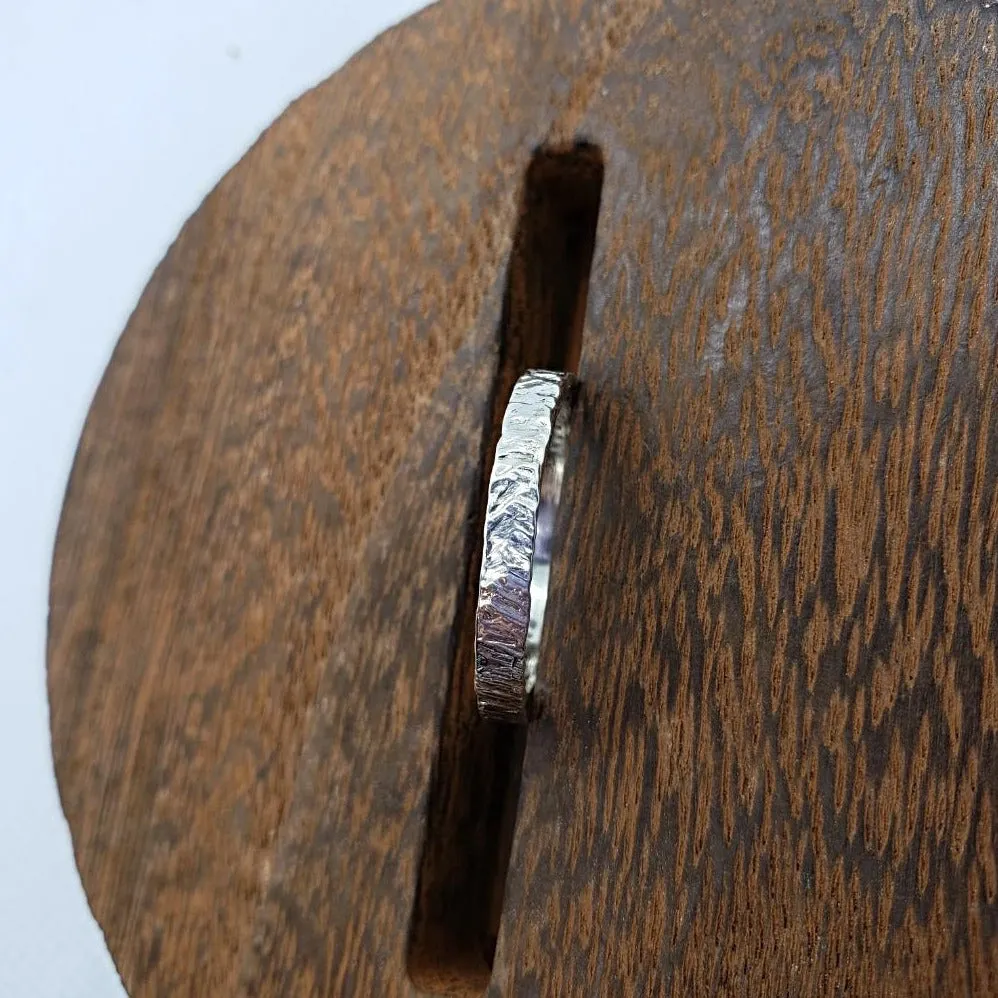 Handmade .925 Sterling Silver Rectangle Textured Ring | Bold Thumb Ring Statement