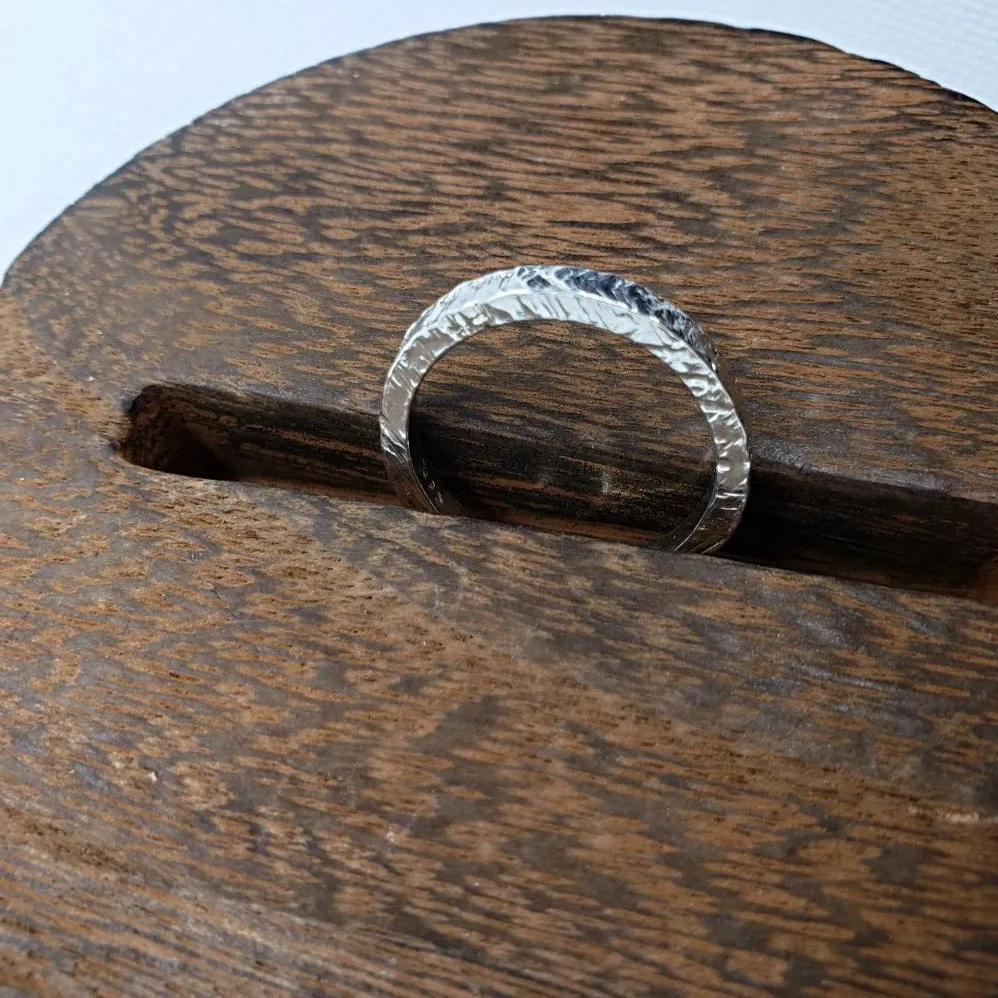Handmade .925 Sterling Silver Rectangle Textured Ring | Bold Thumb Ring Statement