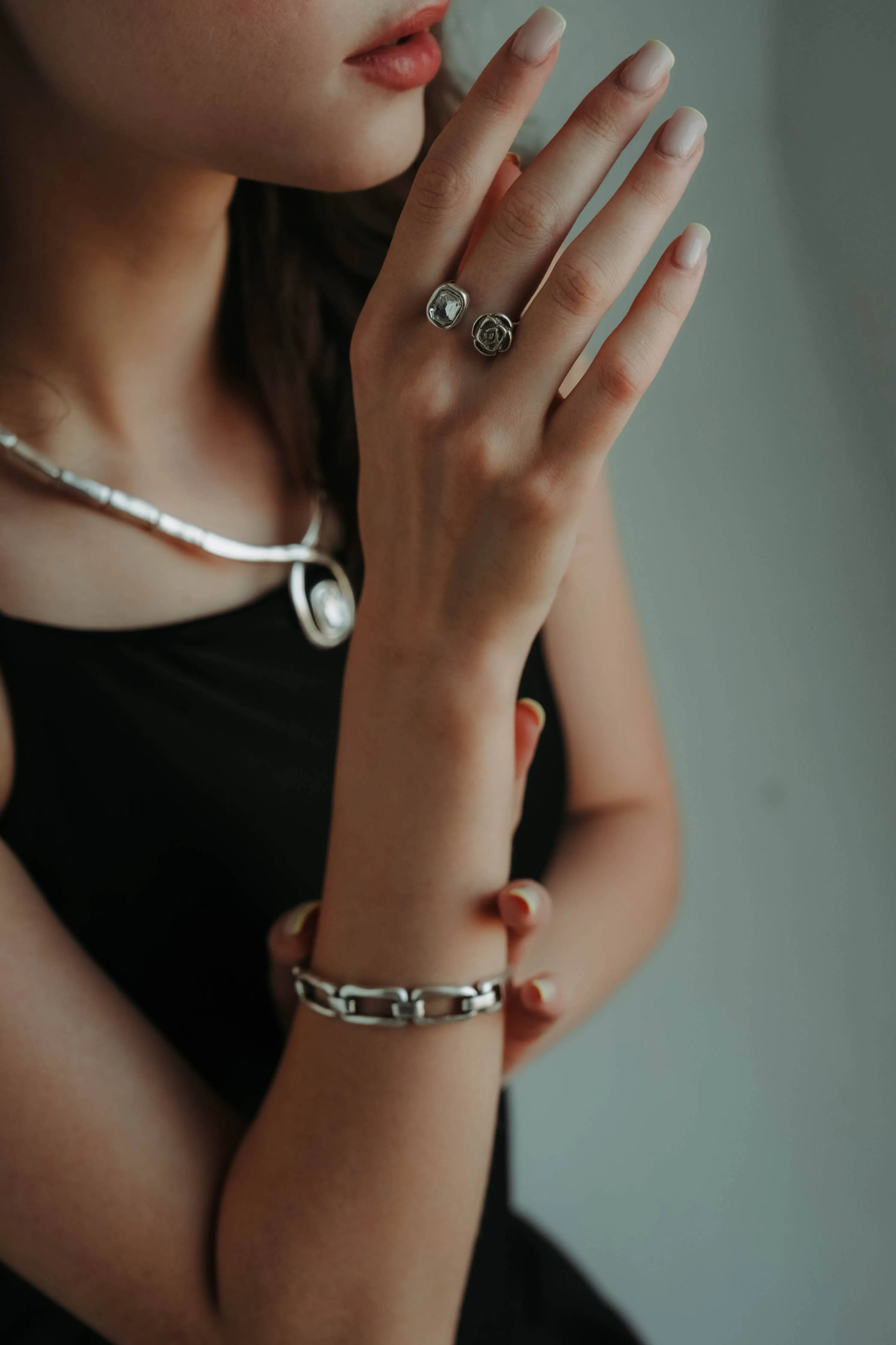 Handmade Crystal Brass Ring - 6828