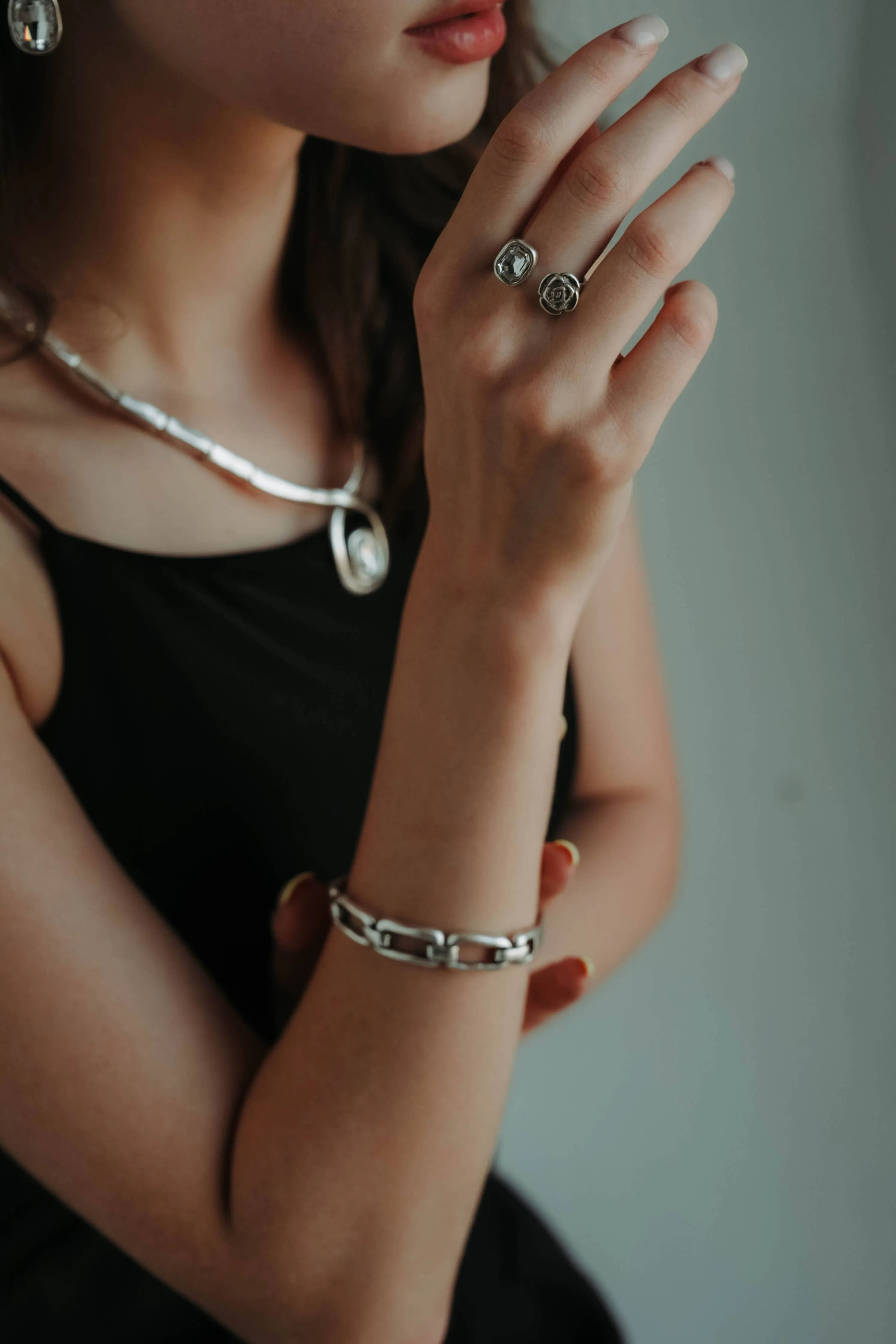 Handmade Crystal Brass Ring - 6828