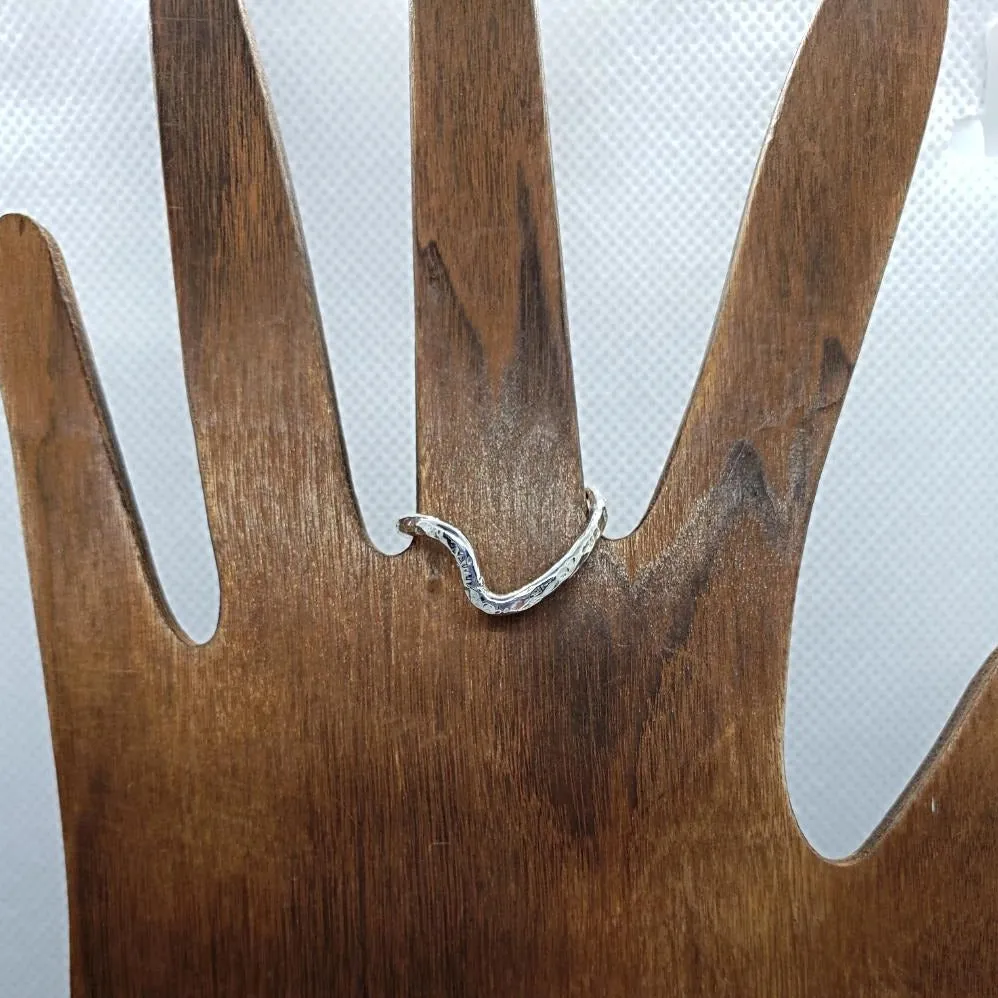 Handmade Twisted .925 Sterling Silver Hammered Textured 'S' Shape Band | Elegant & Artistic Design