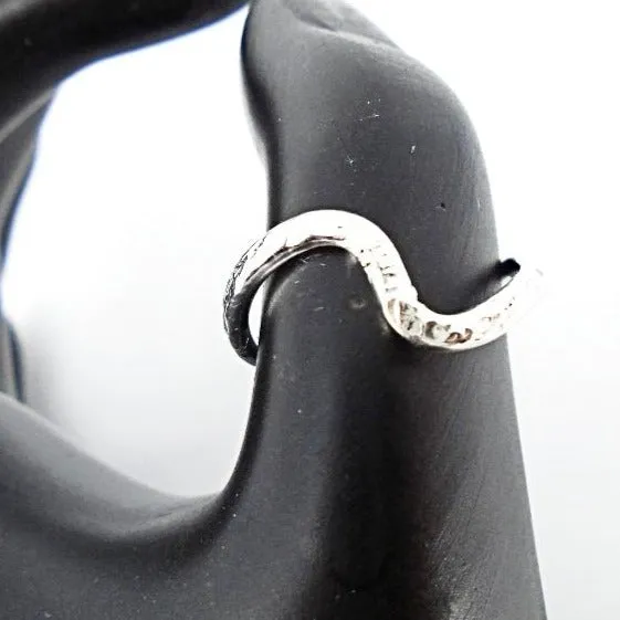 Handmade Twisted .925 Sterling Silver Hammered Textured 'S' Shape Band | Elegant & Artistic Design