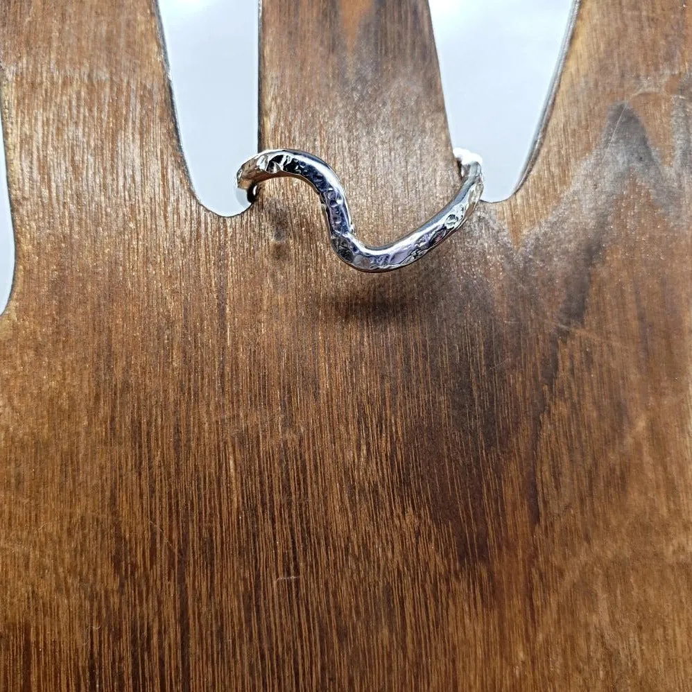 Handmade Twisted .925 Sterling Silver Hammered Textured 'S' Shape Band | Elegant & Artistic Design