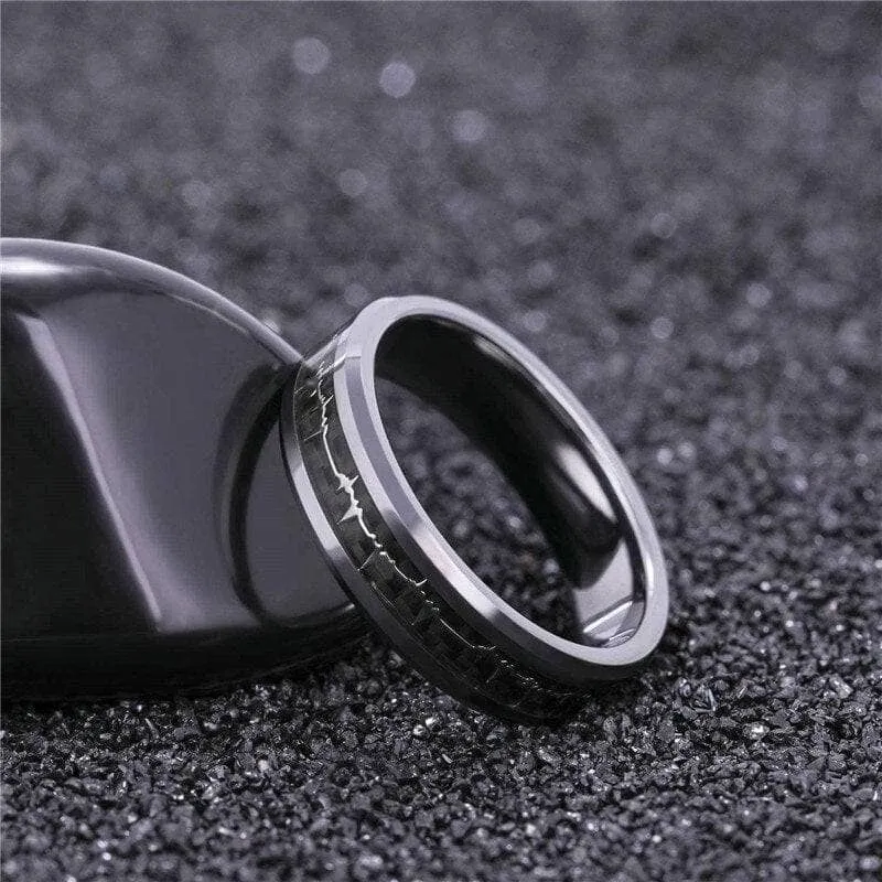 Heart Beat Inlay Men's Tungsten Carbide Wedding Band