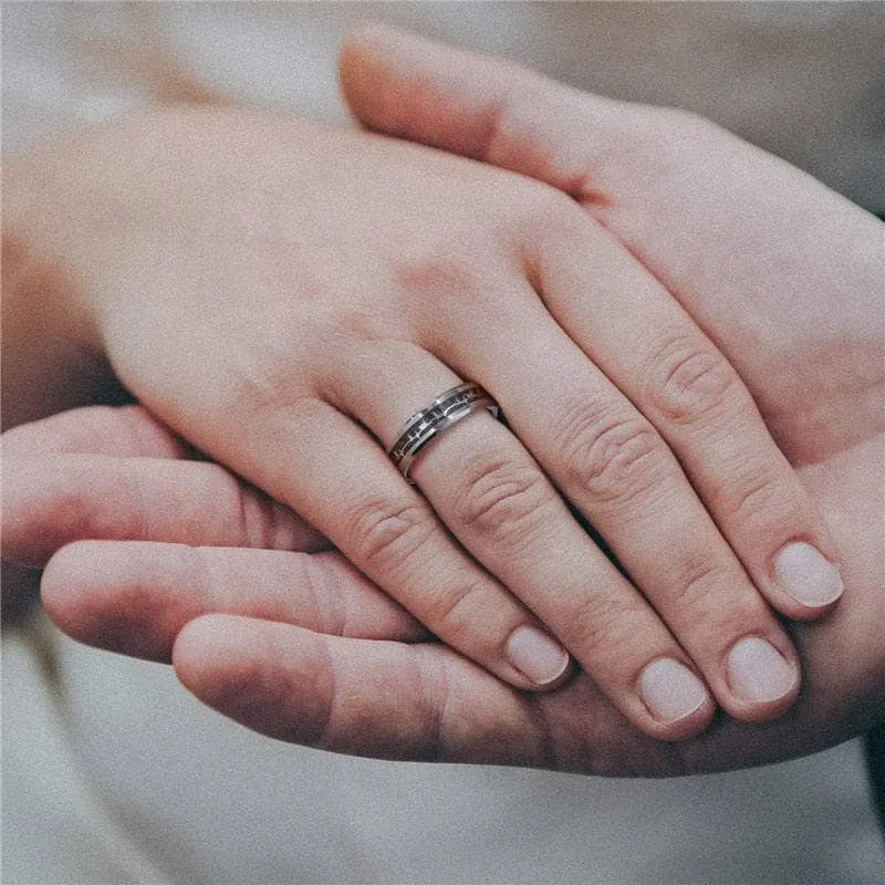 Heart Beat Inlay Men's Tungsten Carbide Wedding Band