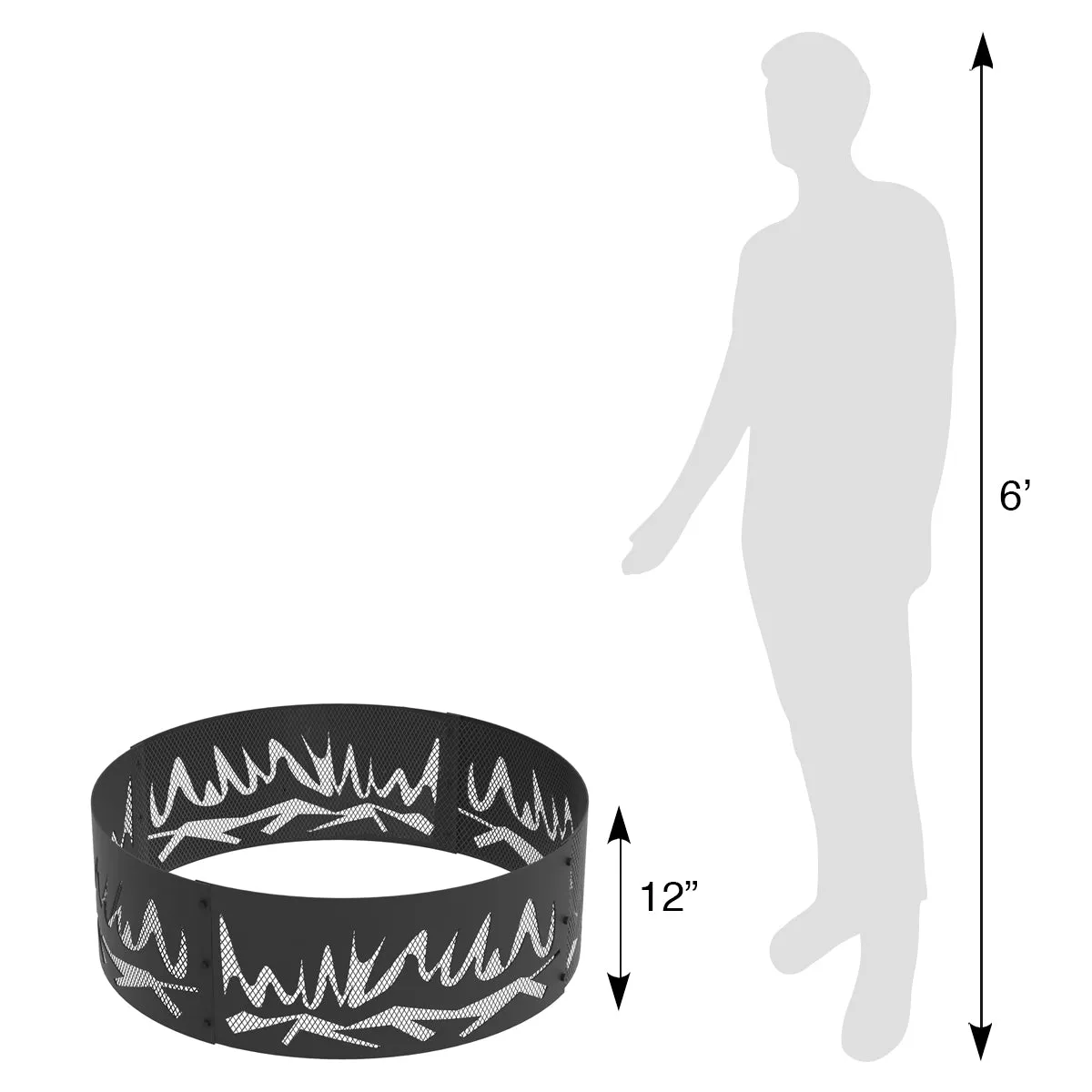Heavy Gauge 36 in. Round x 12 in. High Abstract Fire Decorative Steel Fire Ring
