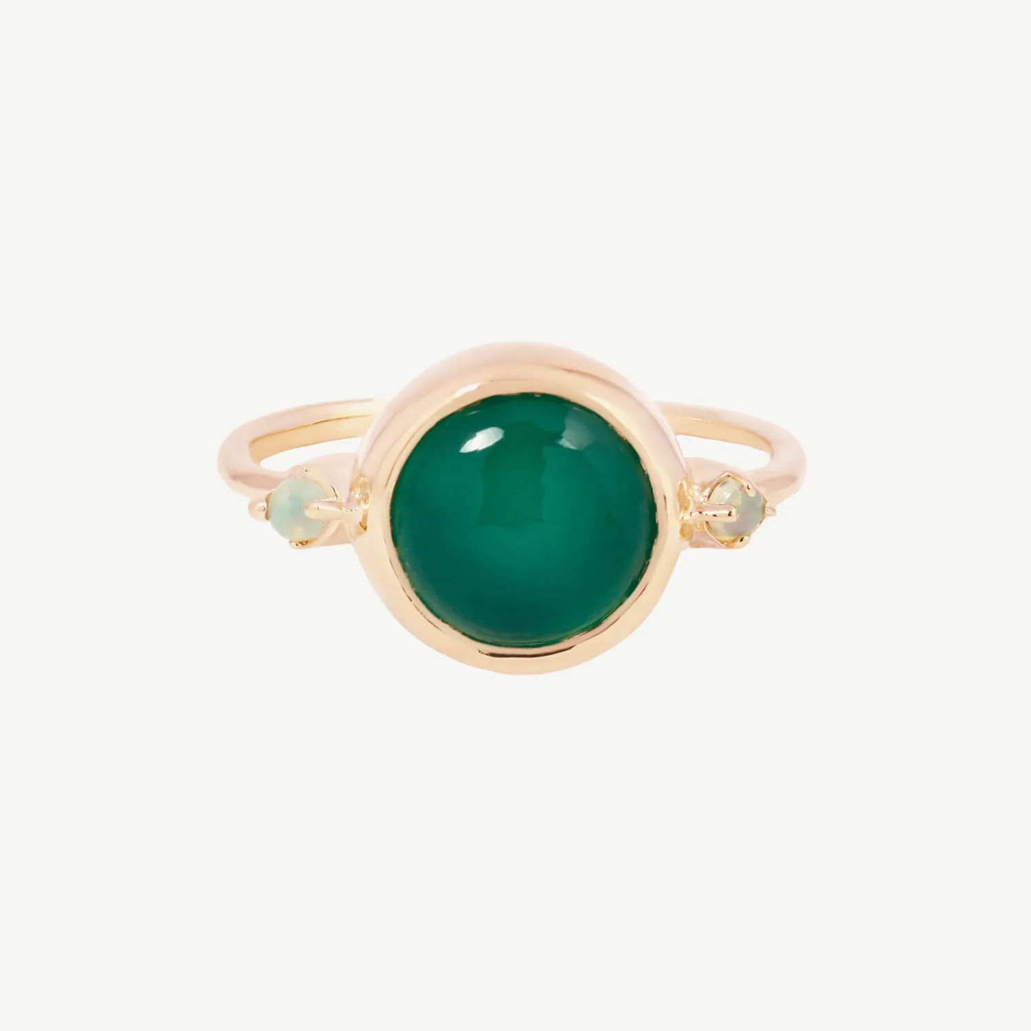Hidden Star Ring in Green Onyx   Moonstone