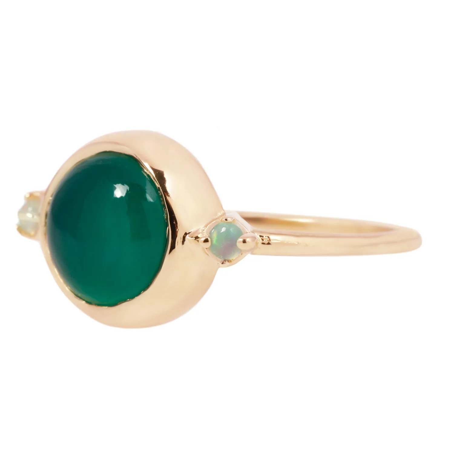 Hidden Star Ring in Green Onyx   Moonstone