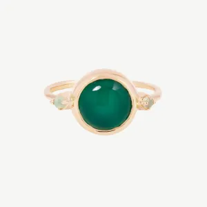 Hidden Star Ring in Green Onyx   Moonstone