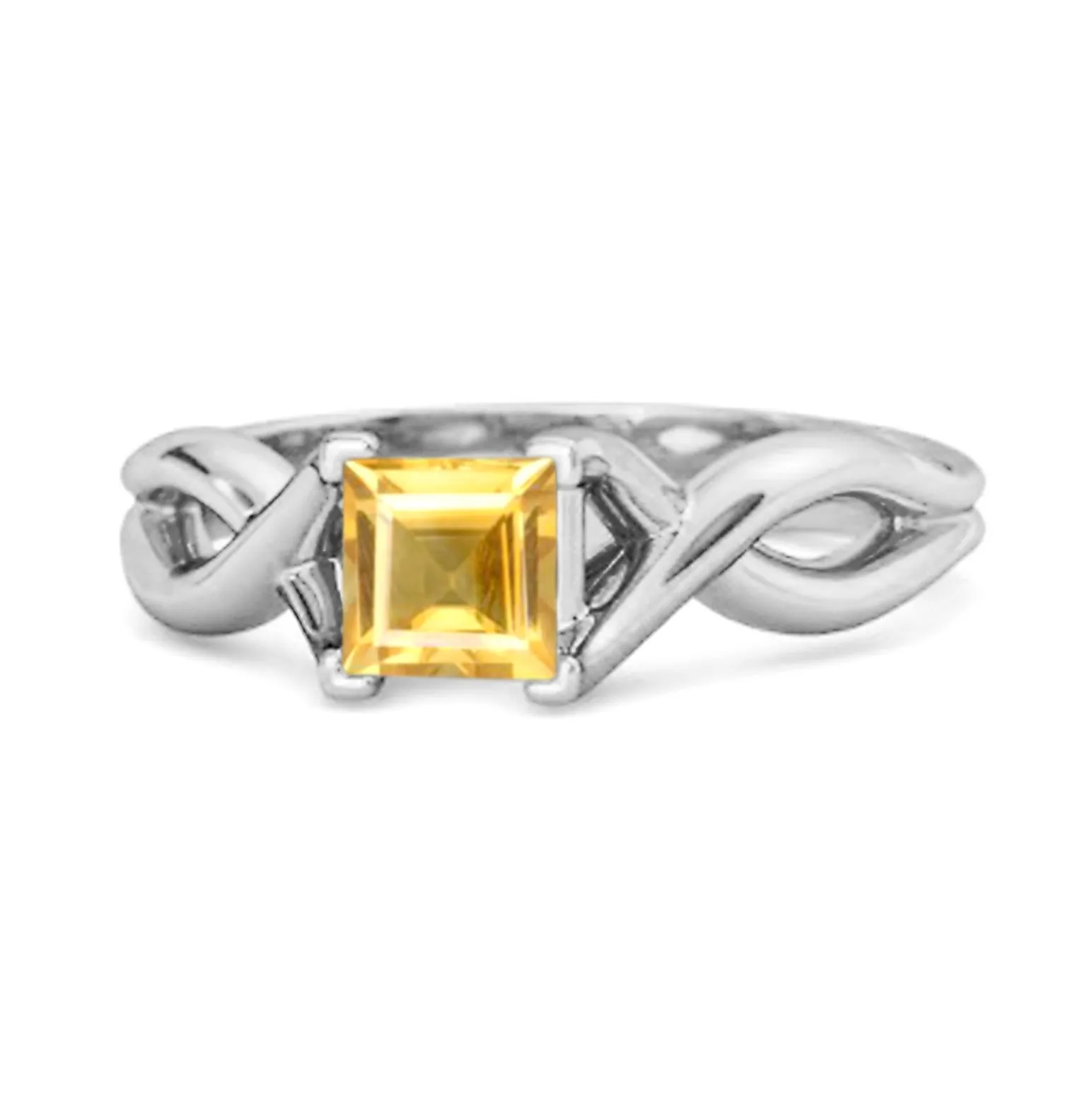 Infinity Band Square Cut 0.50 Ctw Citrine Women Wedding Ring