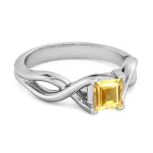 Infinity Band Square Cut 0.50 Ctw Citrine Women Wedding Ring