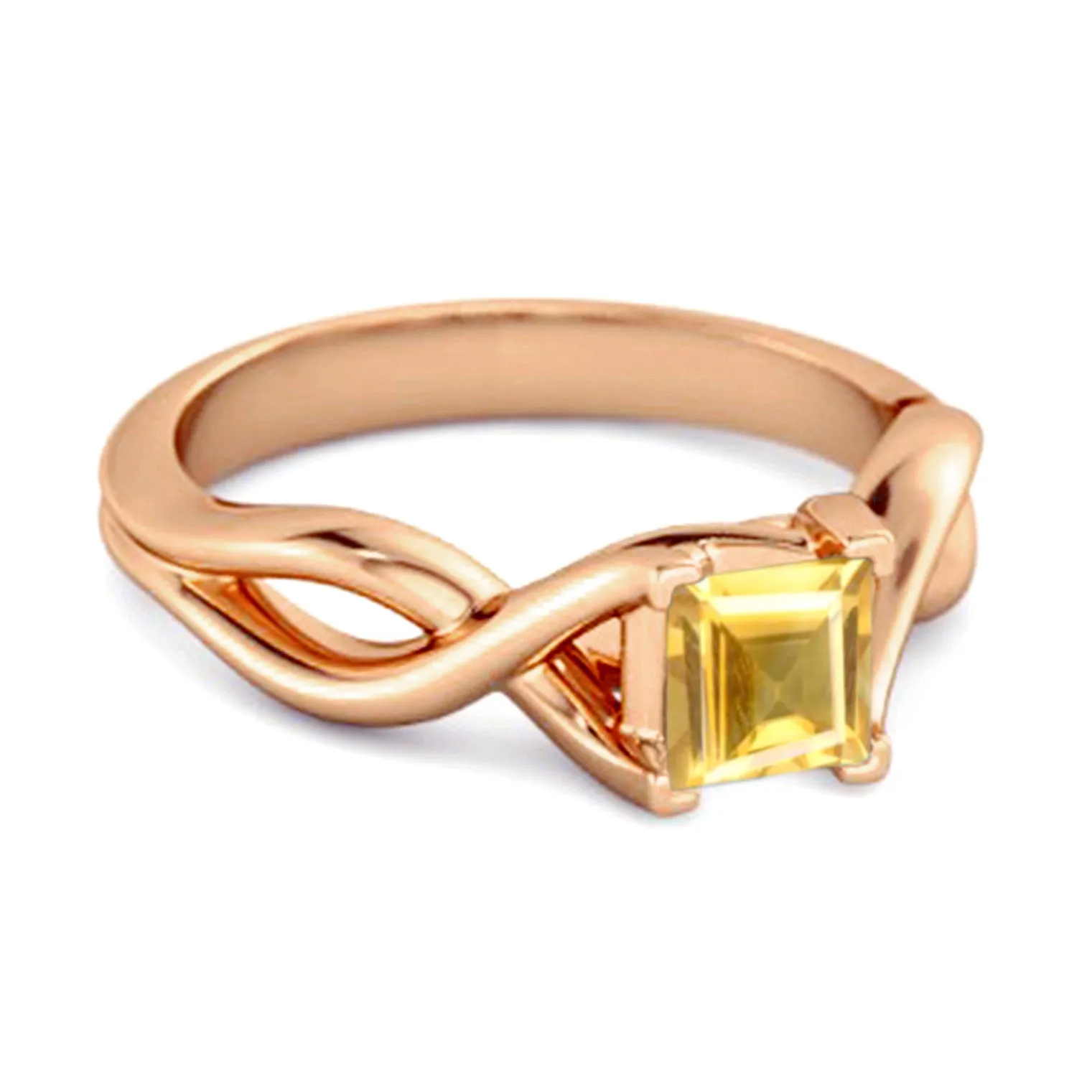 Infinity Band Square Cut 0.50 Ctw Citrine Women Wedding Ring