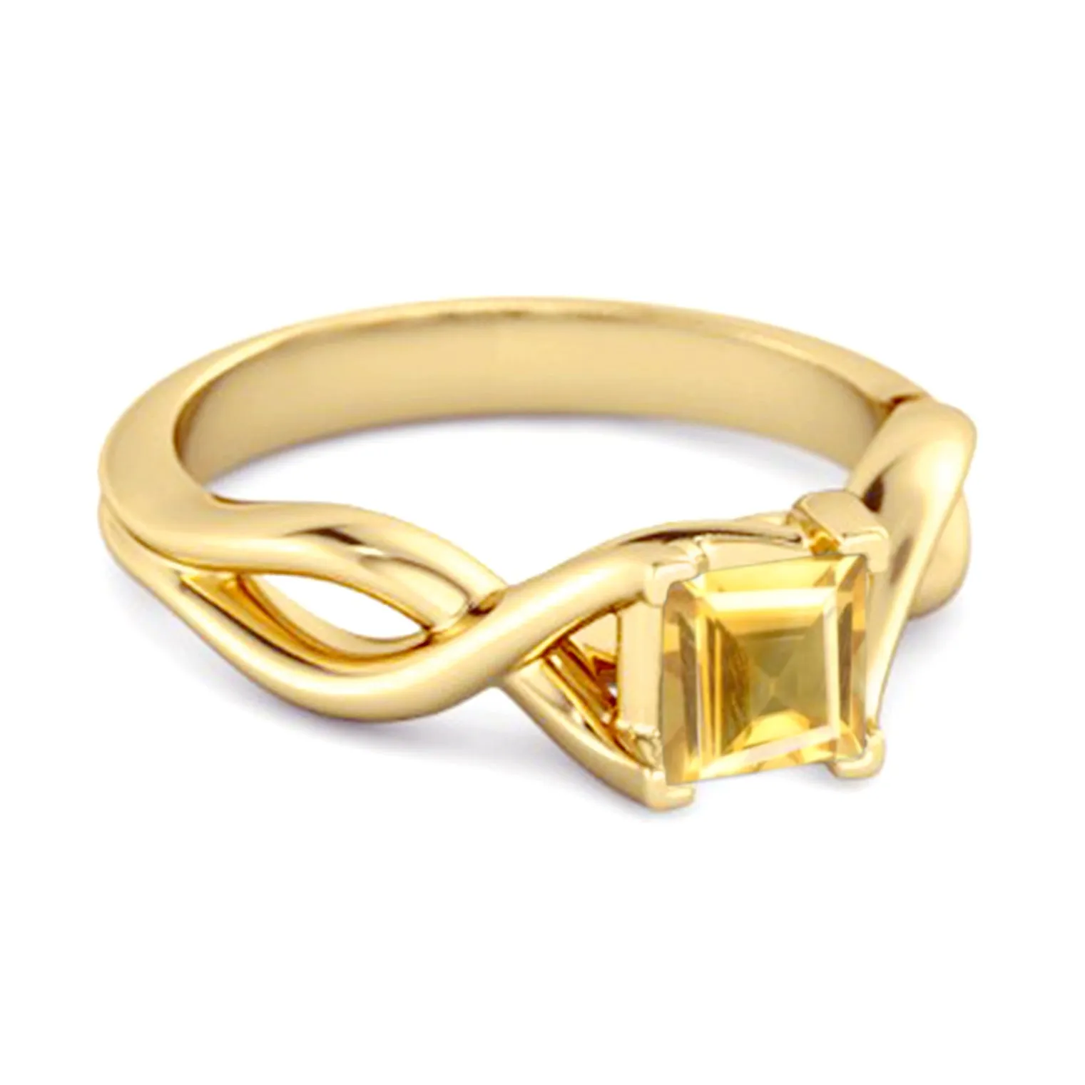 Infinity Band Square Cut 0.50 Ctw Citrine Women Wedding Ring
