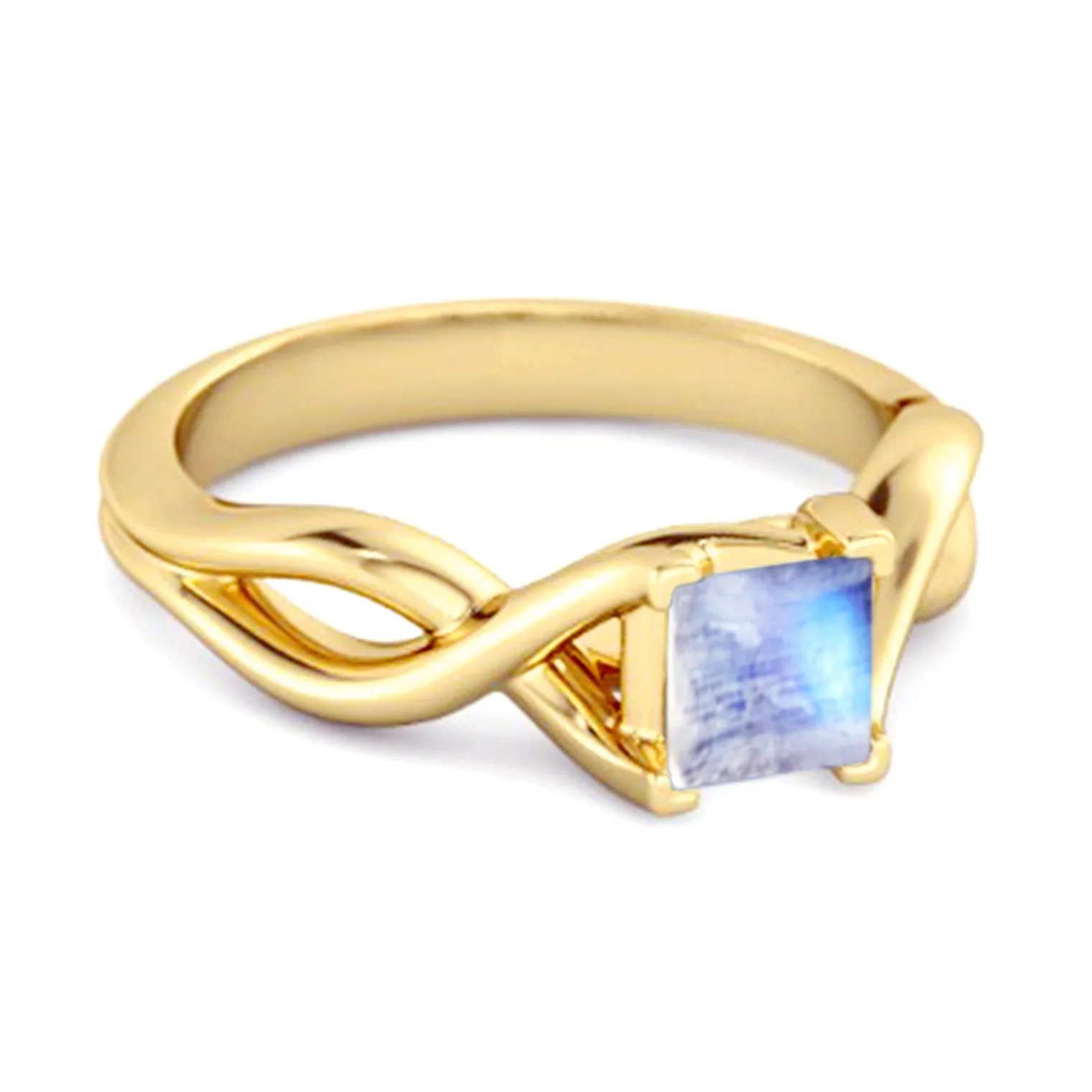 Infinity Band Square Cut 0.50 Ctw Moonstone Women Wedding Ring