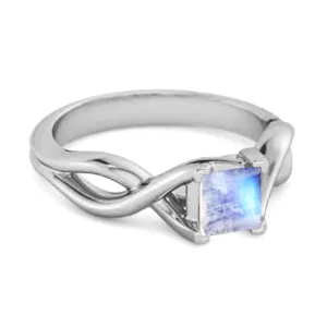 Infinity Band Square Cut 0.50 Ctw Moonstone Women Wedding Ring