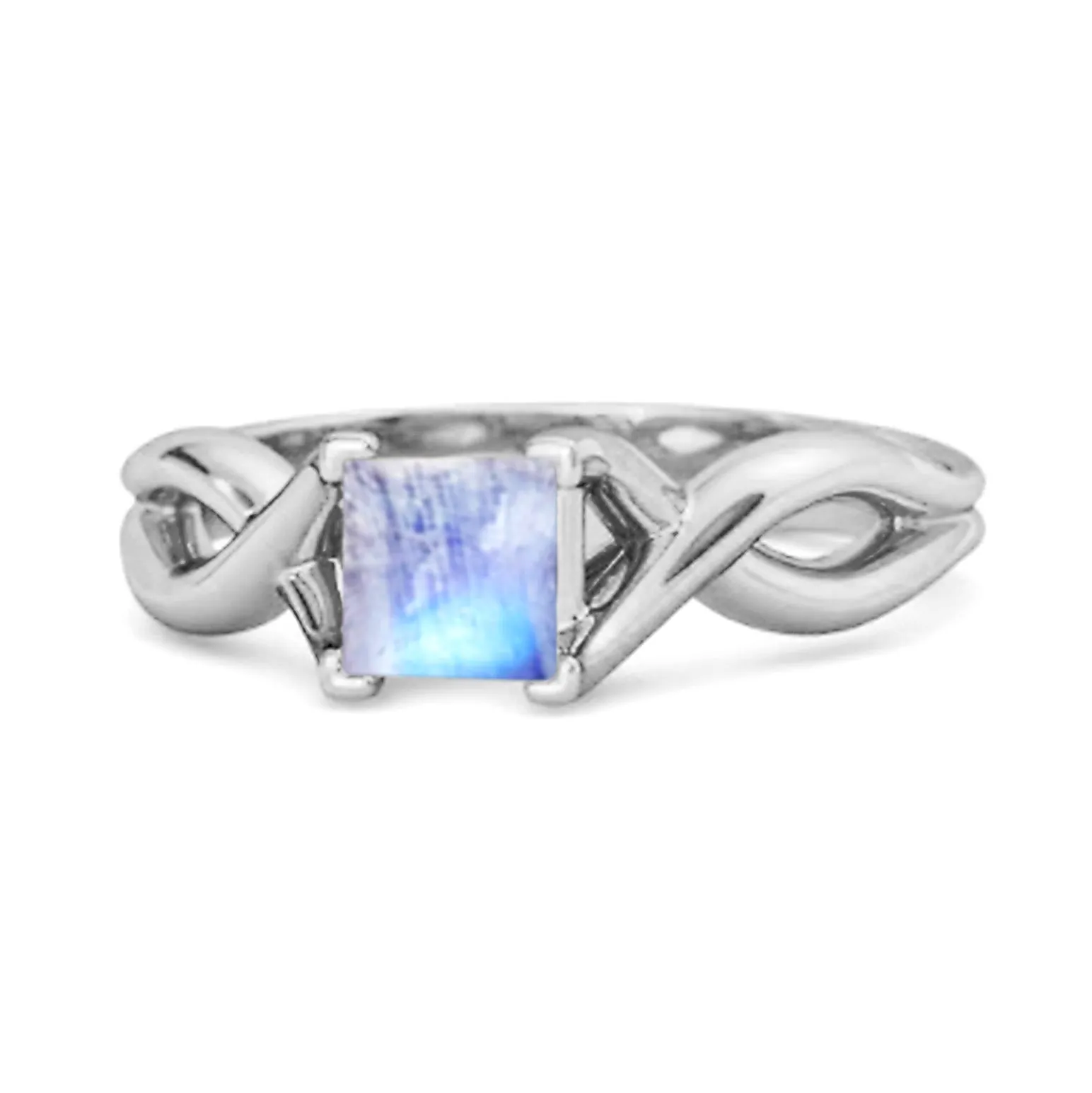 Infinity Band Square Cut 0.50 Ctw Moonstone Women Wedding Ring