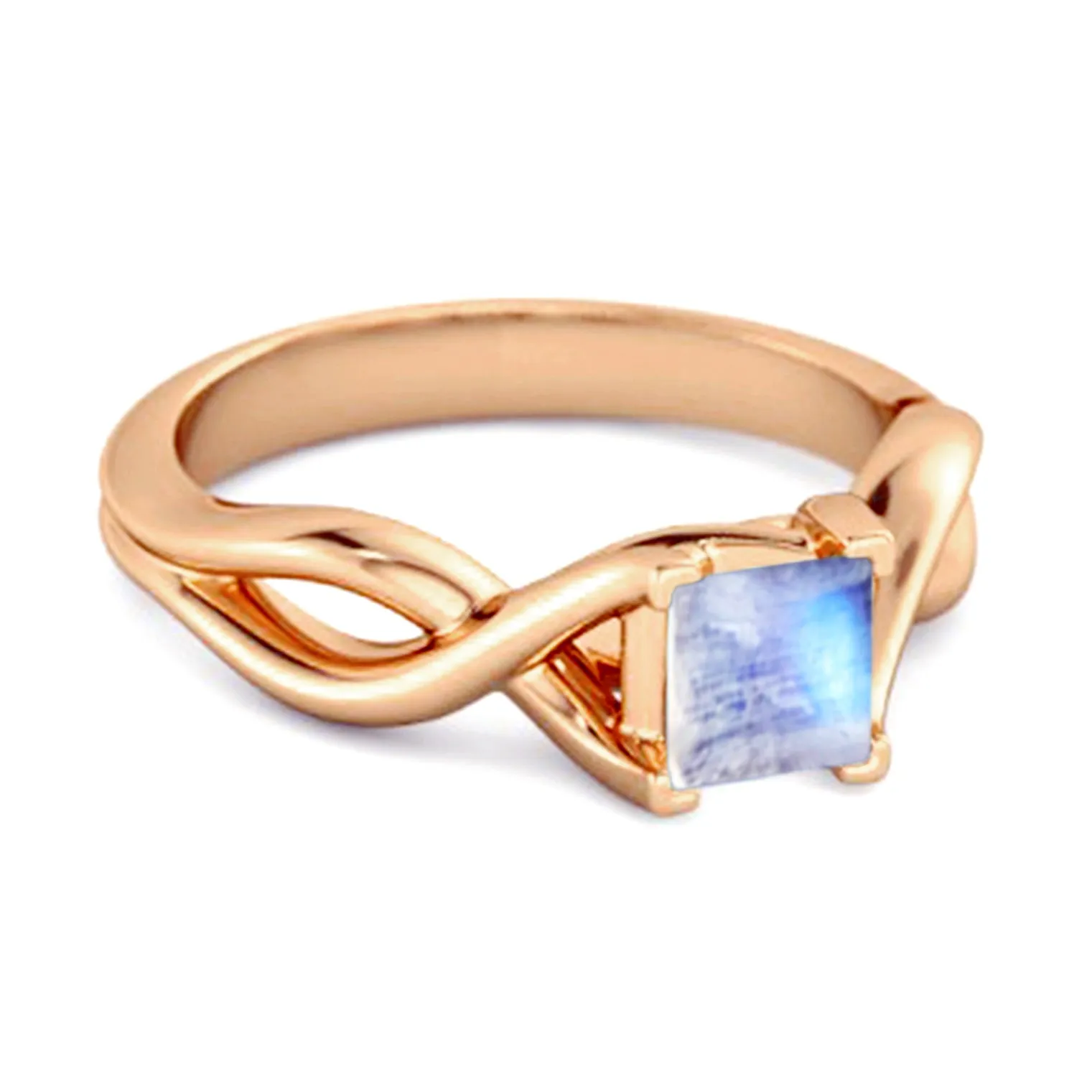 Infinity Band Square Cut 0.50 Ctw Moonstone Women Wedding Ring