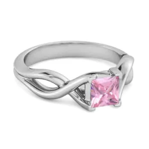 Infinity Band Square Cut 0.50 Ctw Pink Zirconia Women Wedding Ring