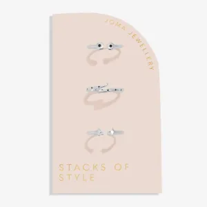 Joma Stacks Of Style Silver Gem Set Of 3 Rings
