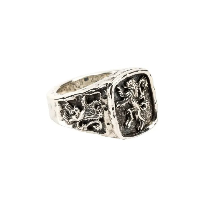 Keith Jack Large Lion Rampant Sterling Silver and Bronze Ring