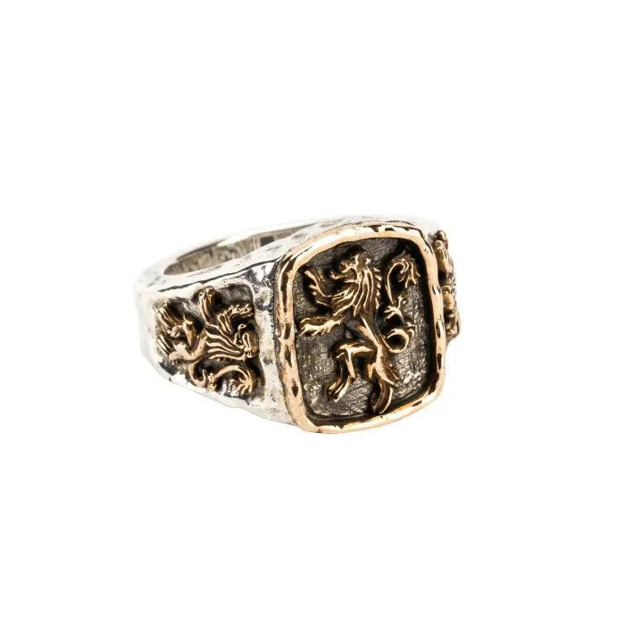 Keith Jack Large Lion Rampant Sterling Silver and Bronze Ring