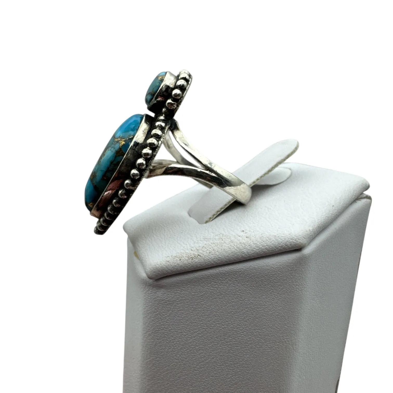 Kingman Blue Copper Turquoise Solid 925 Sterling Silver Ring 4