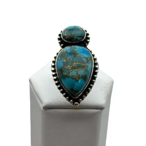 Kingman Blue Copper Turquoise Solid 925 Sterling Silver Ring 4