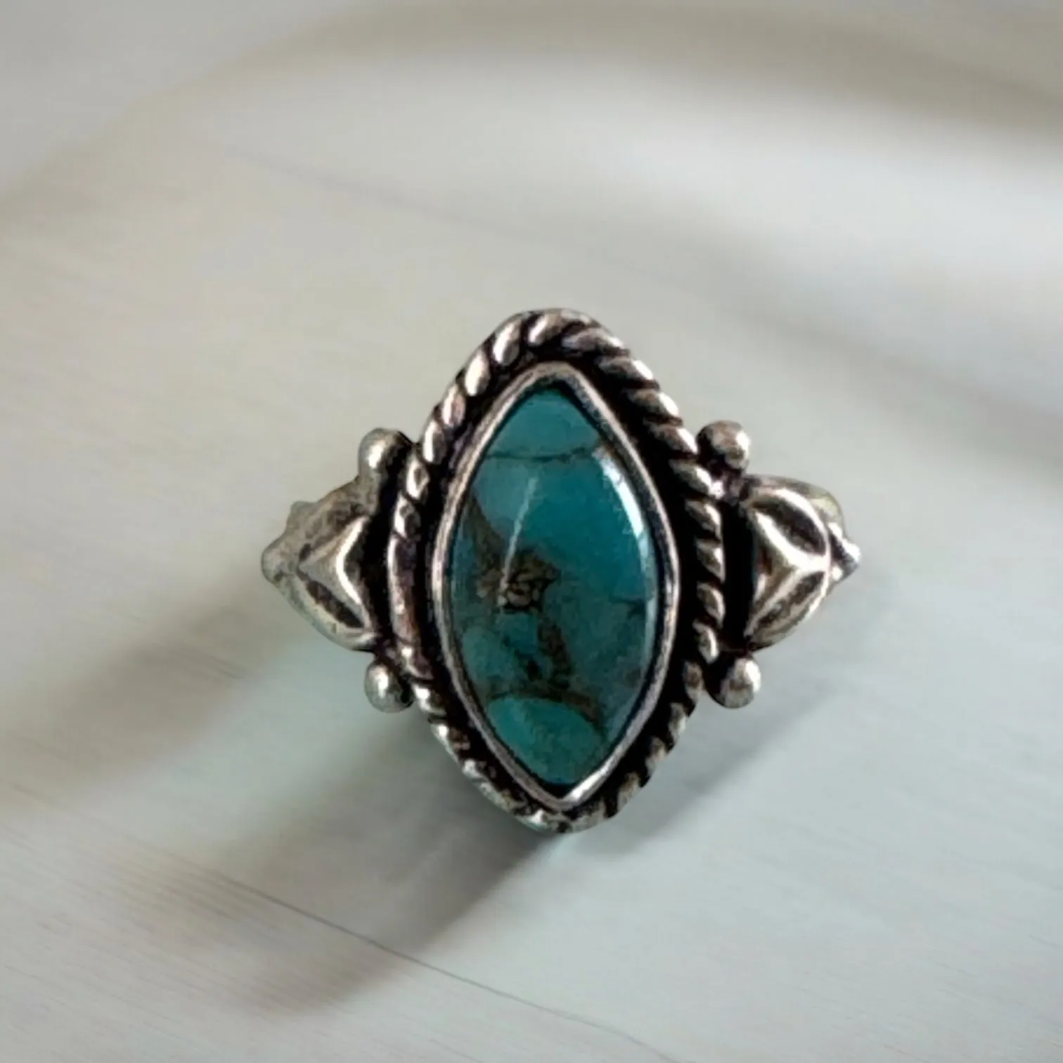 Kingman Turquoise Solid 925 Sterling Silver Ring 4.5