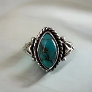 Kingman Turquoise Solid 925 Sterling Silver Ring 4.5