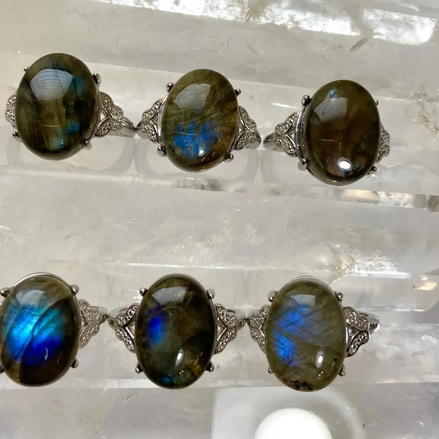 Labradorite White Bronze Ring