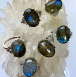 Labradorite White Bronze Ring
