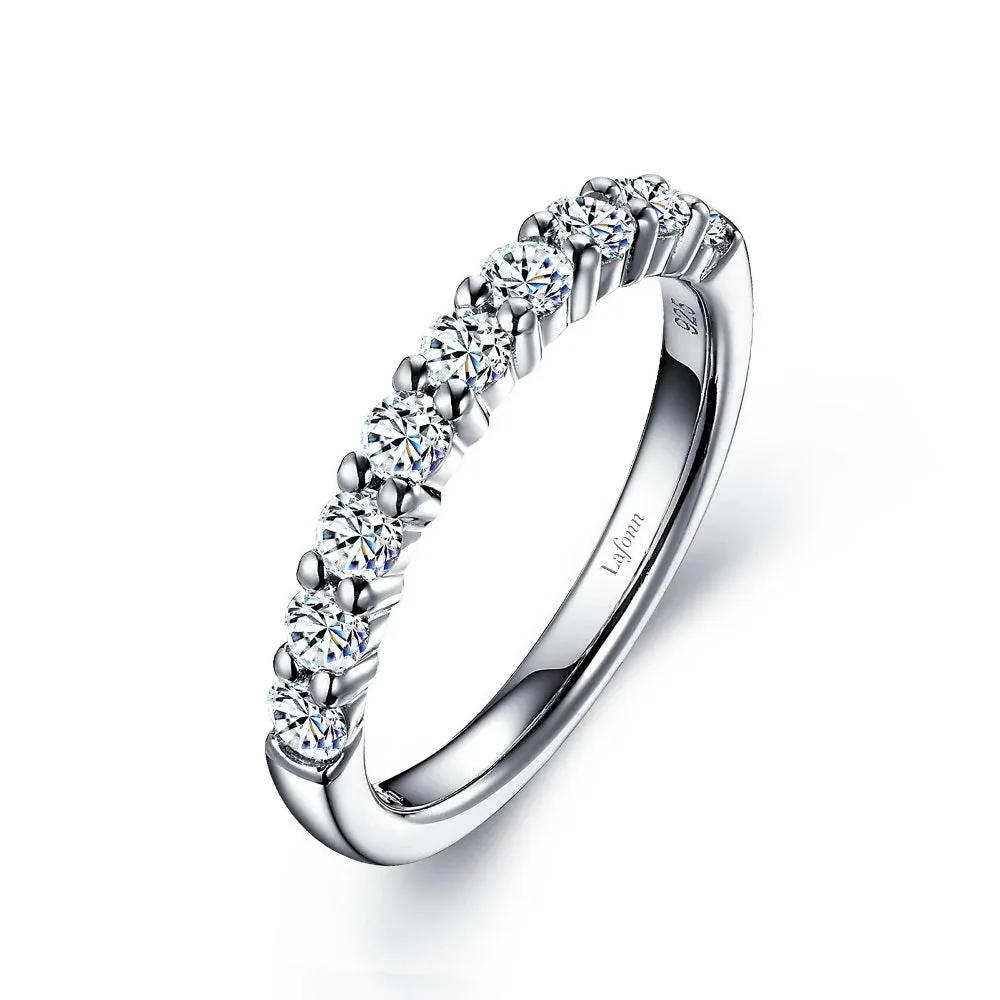 Lafonn Sterling Silver Platinum Plated Simulated Diamonds Half-Eternity Band