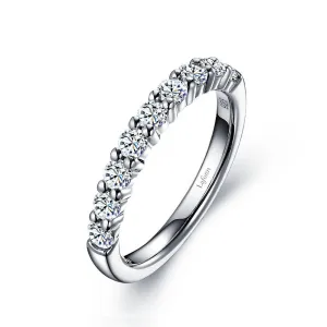 Lafonn Sterling Silver Platinum Plated Simulated Diamonds Half-Eternity Band