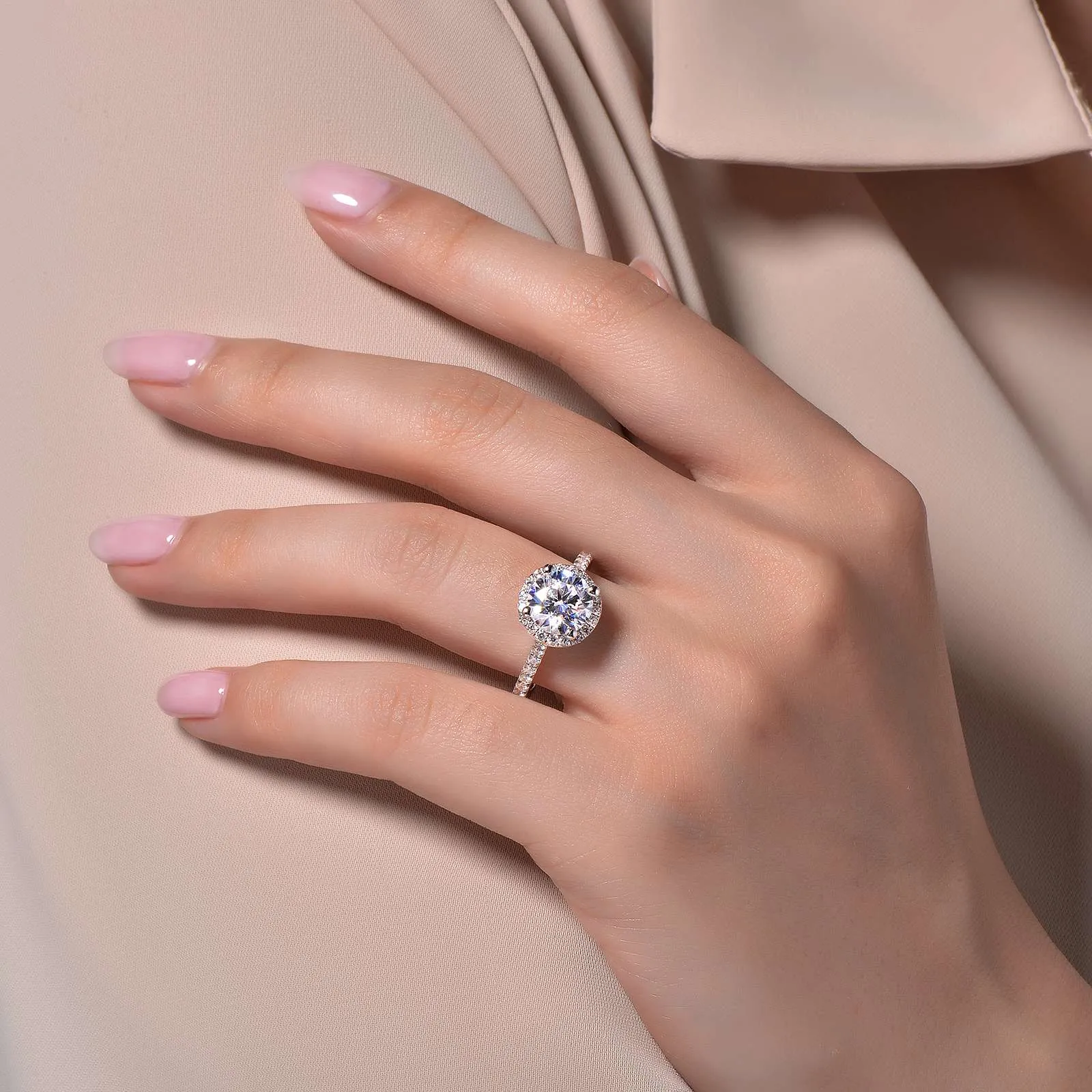 Lafonn Sterling Silver Platinum Plated Simulated Diamonds Halo Engagement Ring