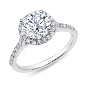 Lafonn Sterling Silver Platinum Plated Simulated Diamonds Halo Engagement Ring