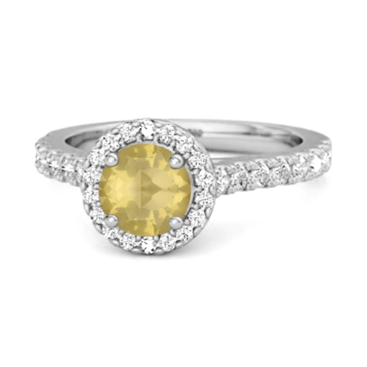 Lemon Quartz Birthstone 925 Sterling Silver Solitaire Accents Ring