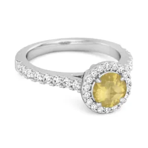 Lemon Quartz Birthstone 925 Sterling Silver Solitaire Accents Ring