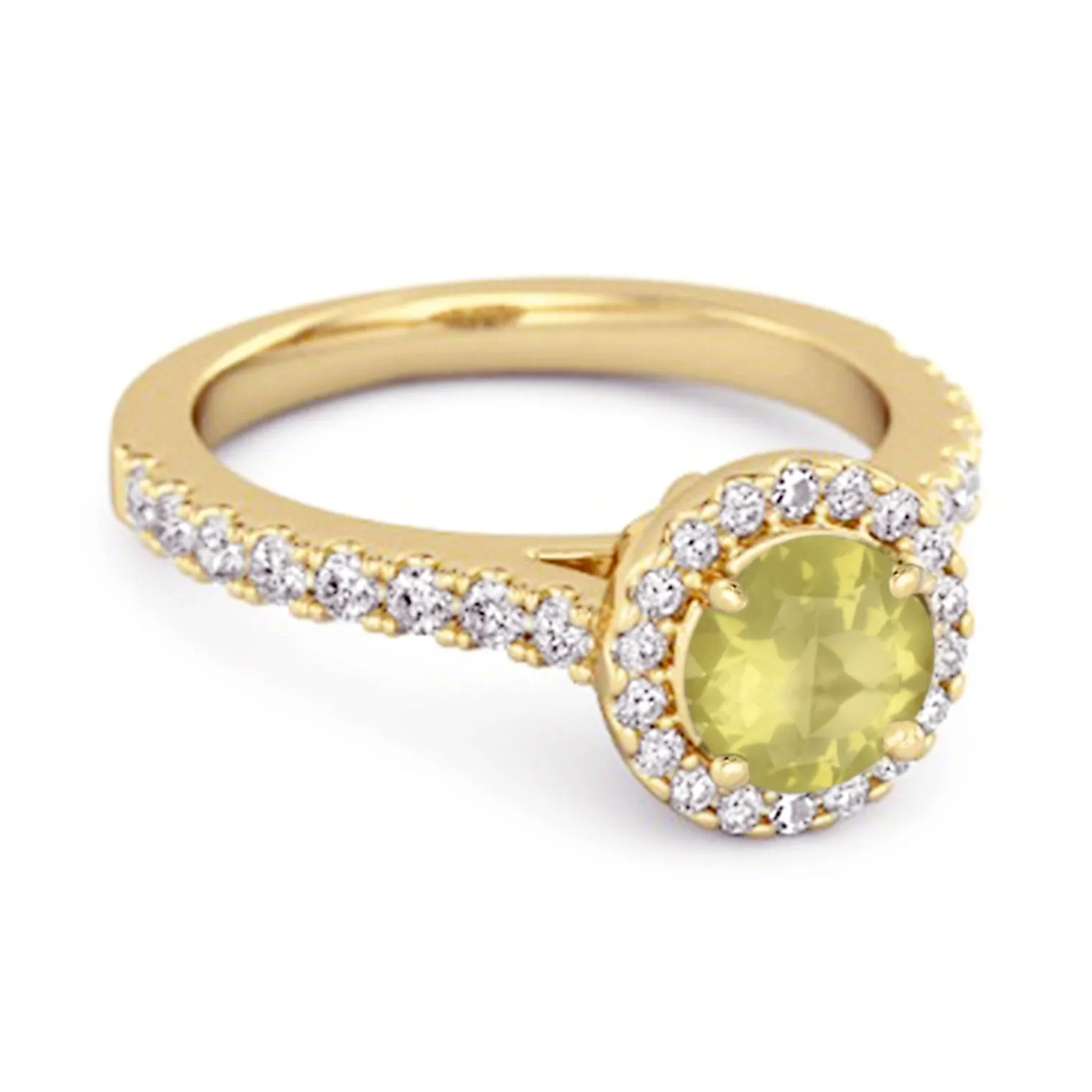 Lemon Quartz Birthstone 925 Sterling Silver Solitaire Accents Ring