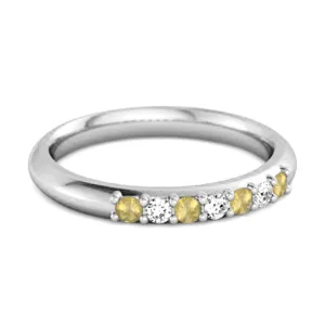 Lemon Quartz Eternity 925 Sterling Silver Stackable Mismatch Ring