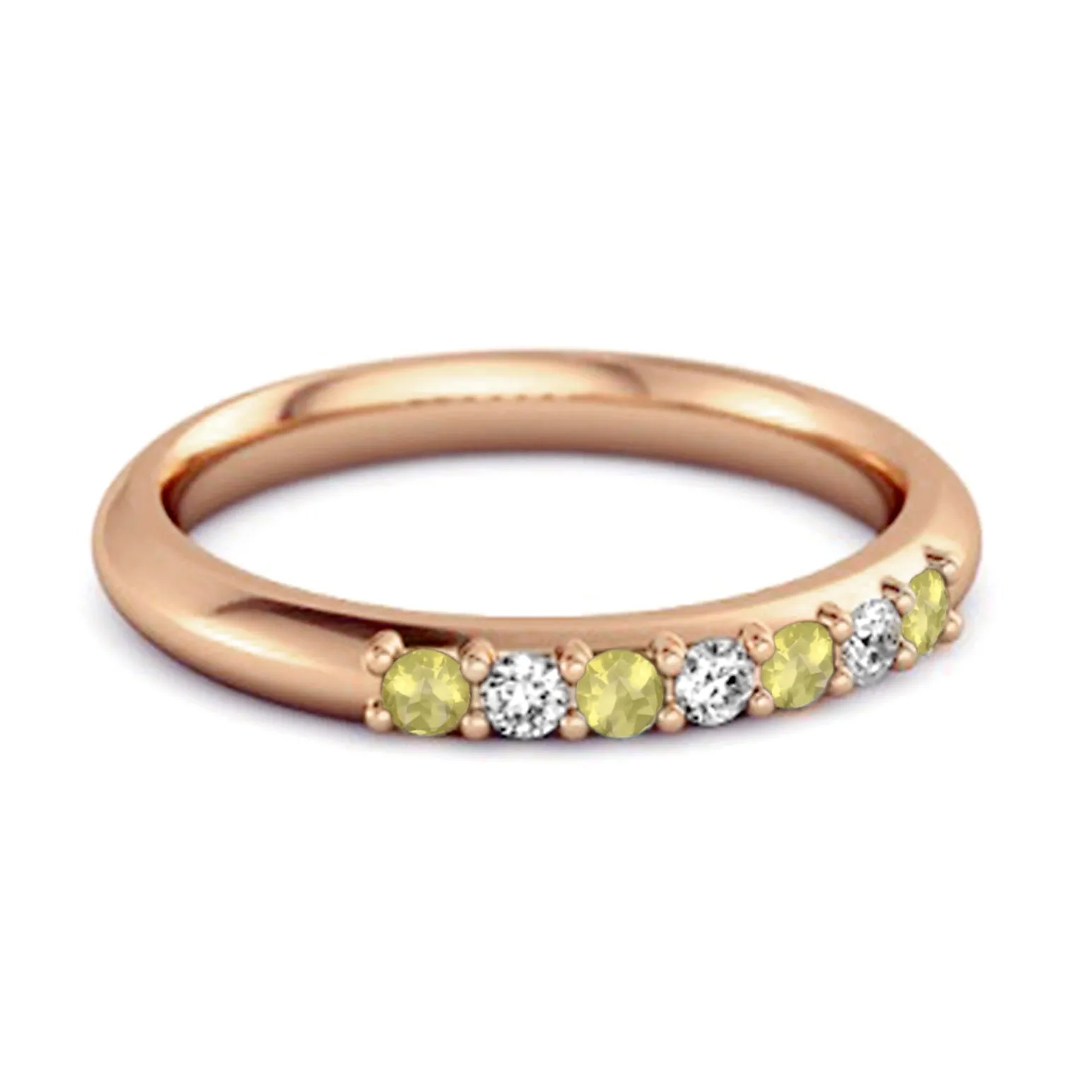 Lemon Quartz Eternity 925 Sterling Silver Stackable Mismatch Ring