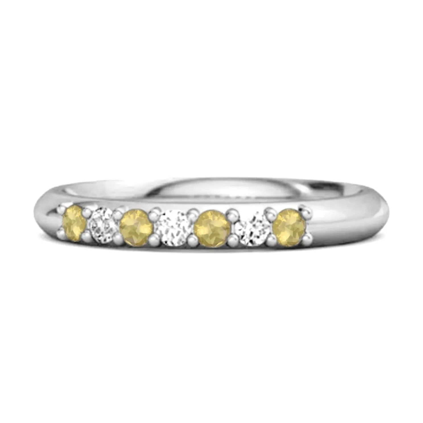 Lemon Quartz Eternity 925 Sterling Silver Stackable Mismatch Ring