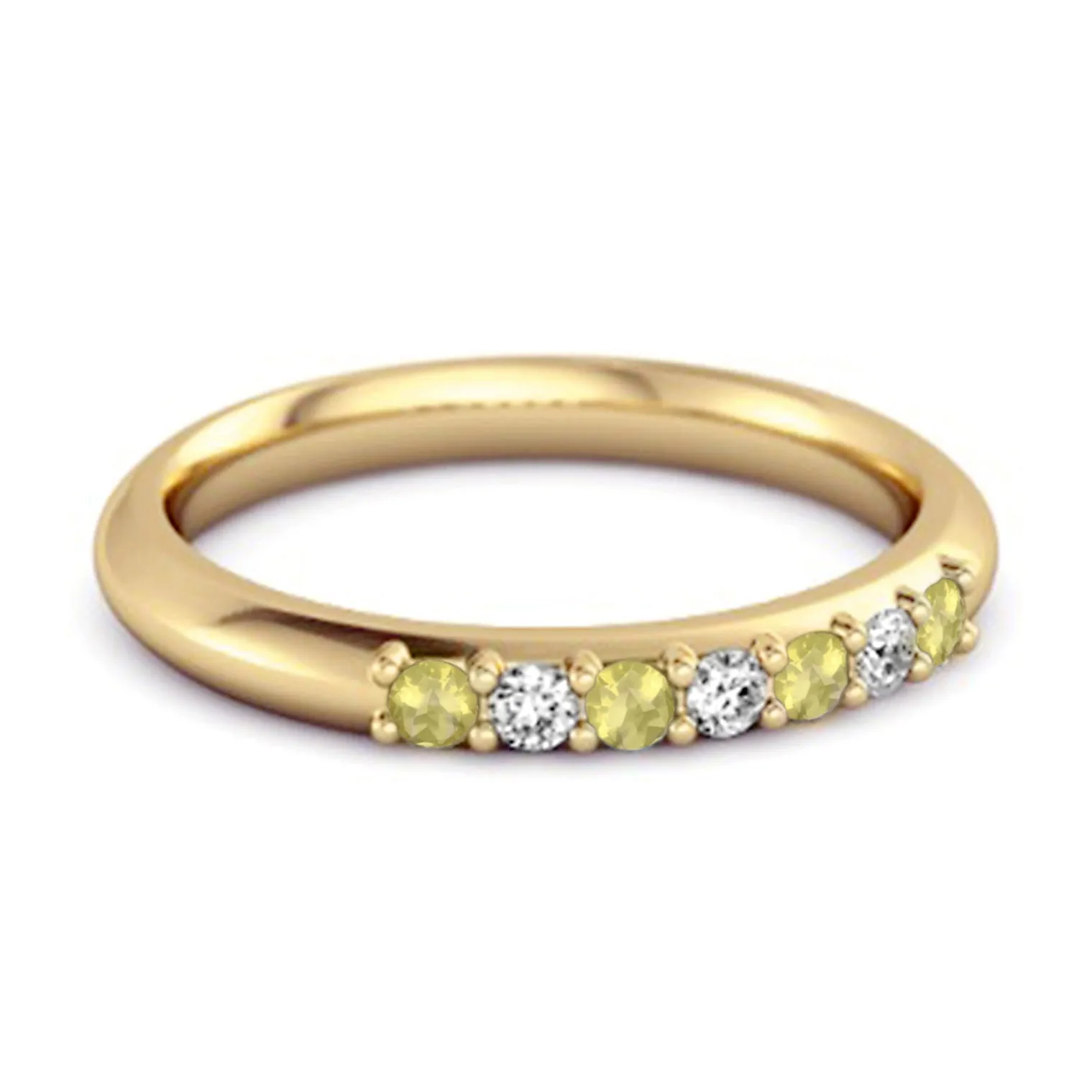 Lemon Quartz Eternity 925 Sterling Silver Stackable Mismatch Ring