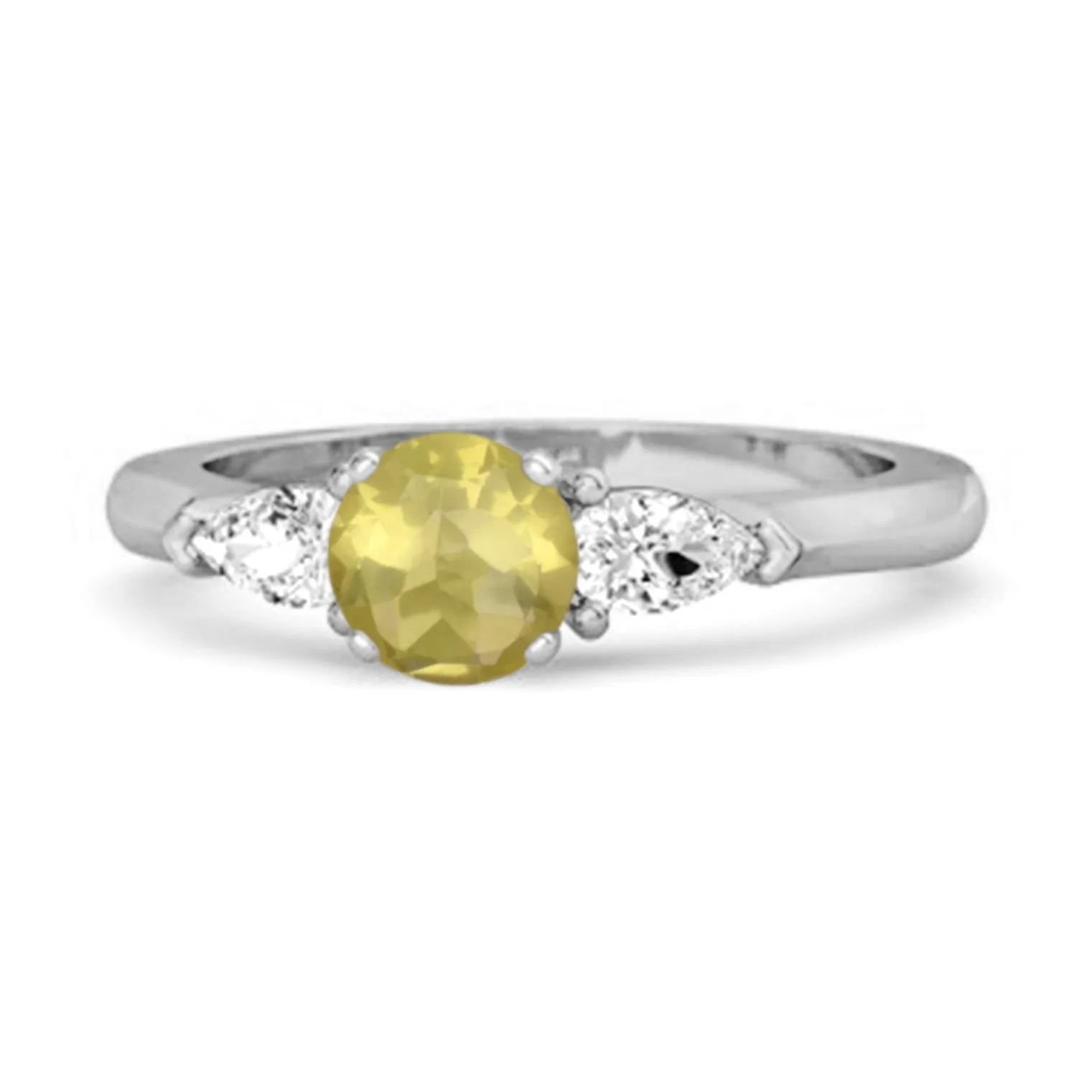 Lemon Quartz Simulated Diamond 925 Sterling Silver Women Love Ring