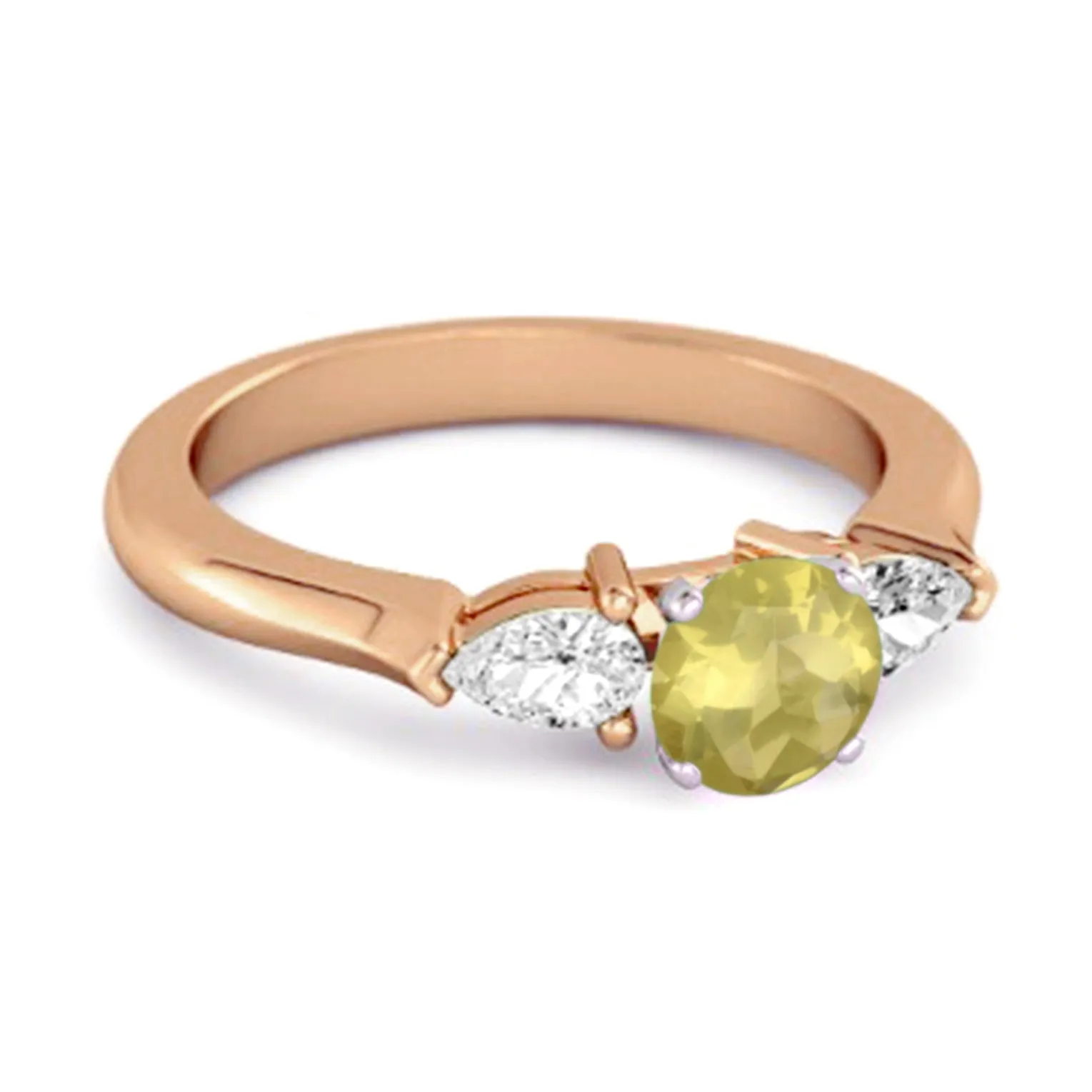 Lemon Quartz Simulated Diamond 925 Sterling Silver Women Love Ring
