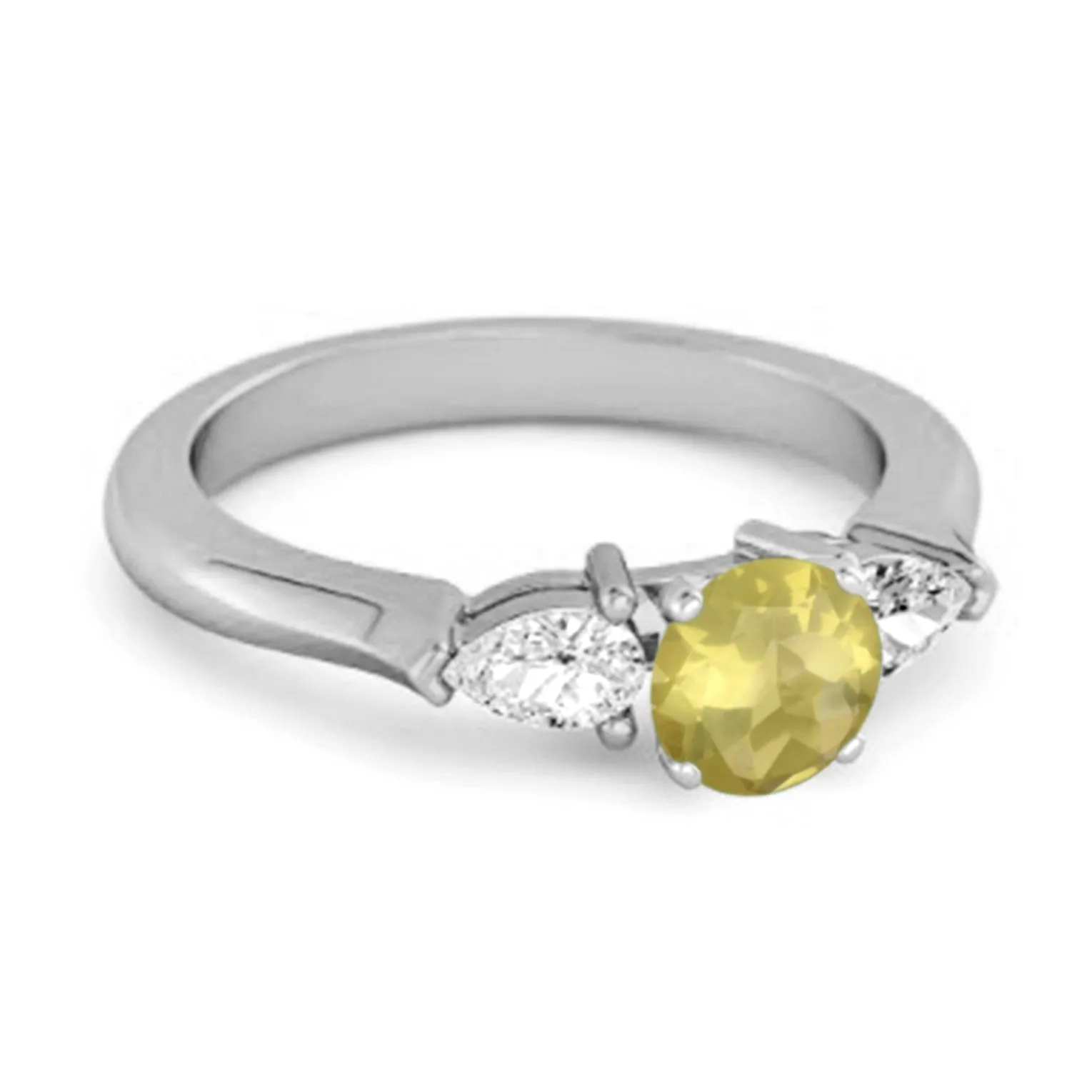 Lemon Quartz Simulated Diamond 925 Sterling Silver Women Love Ring