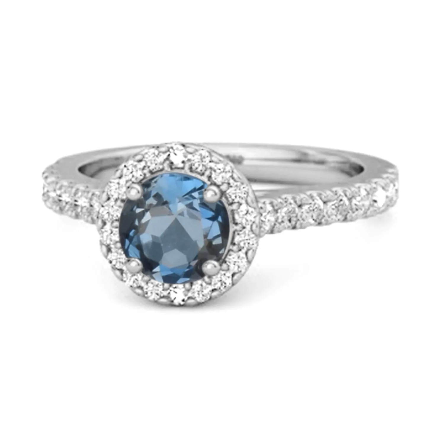 London Blue Topaz Birthstone 925 Sterling Silver Solitaire Accents Ring