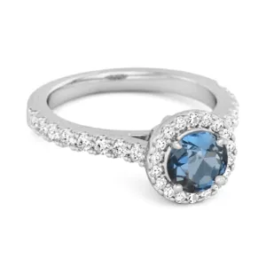 London Blue Topaz Birthstone 925 Sterling Silver Solitaire Accents Ring