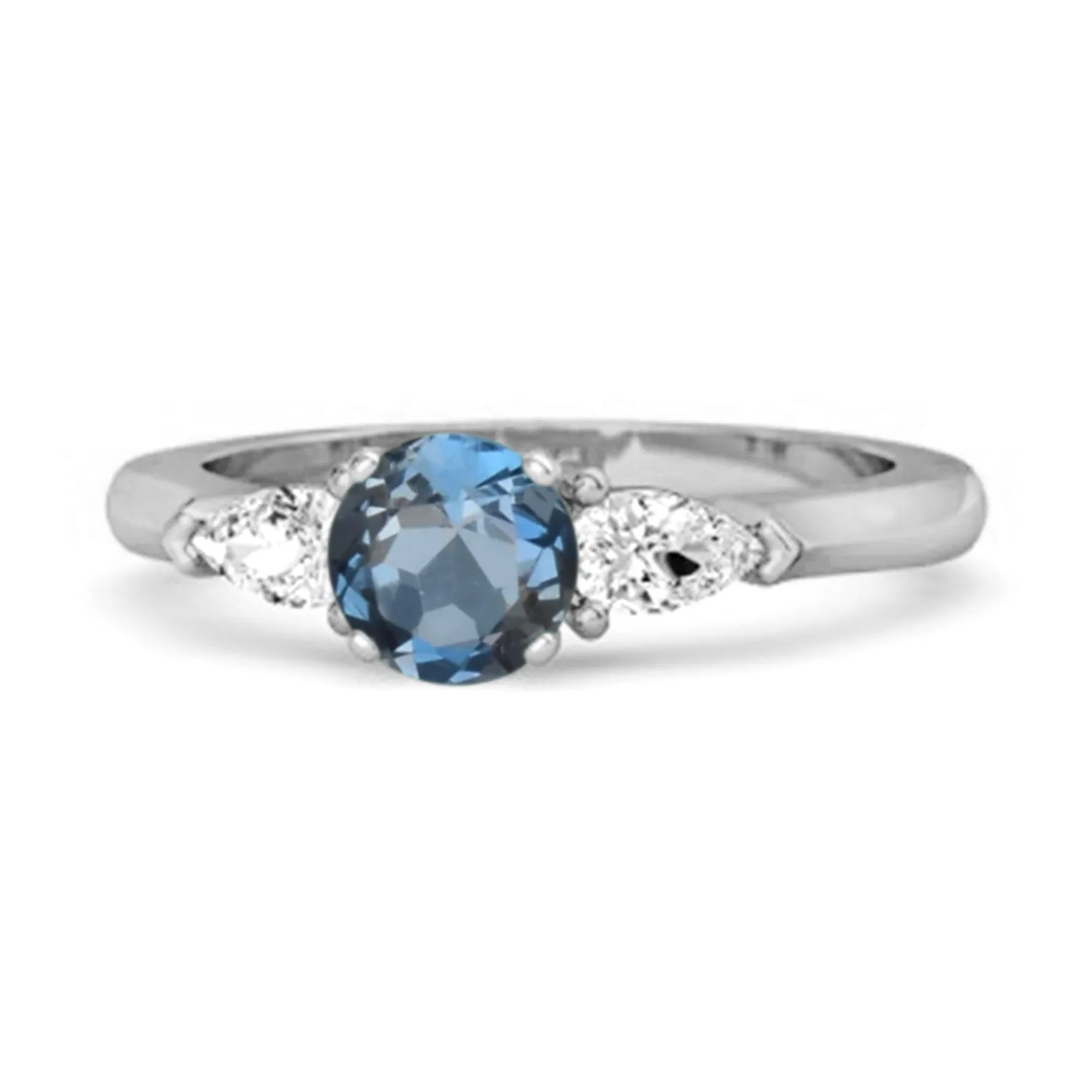London Blue Topaz Simulated Diamond 925 Sterling Silver Women Love Ring