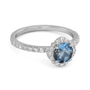 London Blue Topaz Solitaire Accents 925 Sterling Silver Friendship Ring