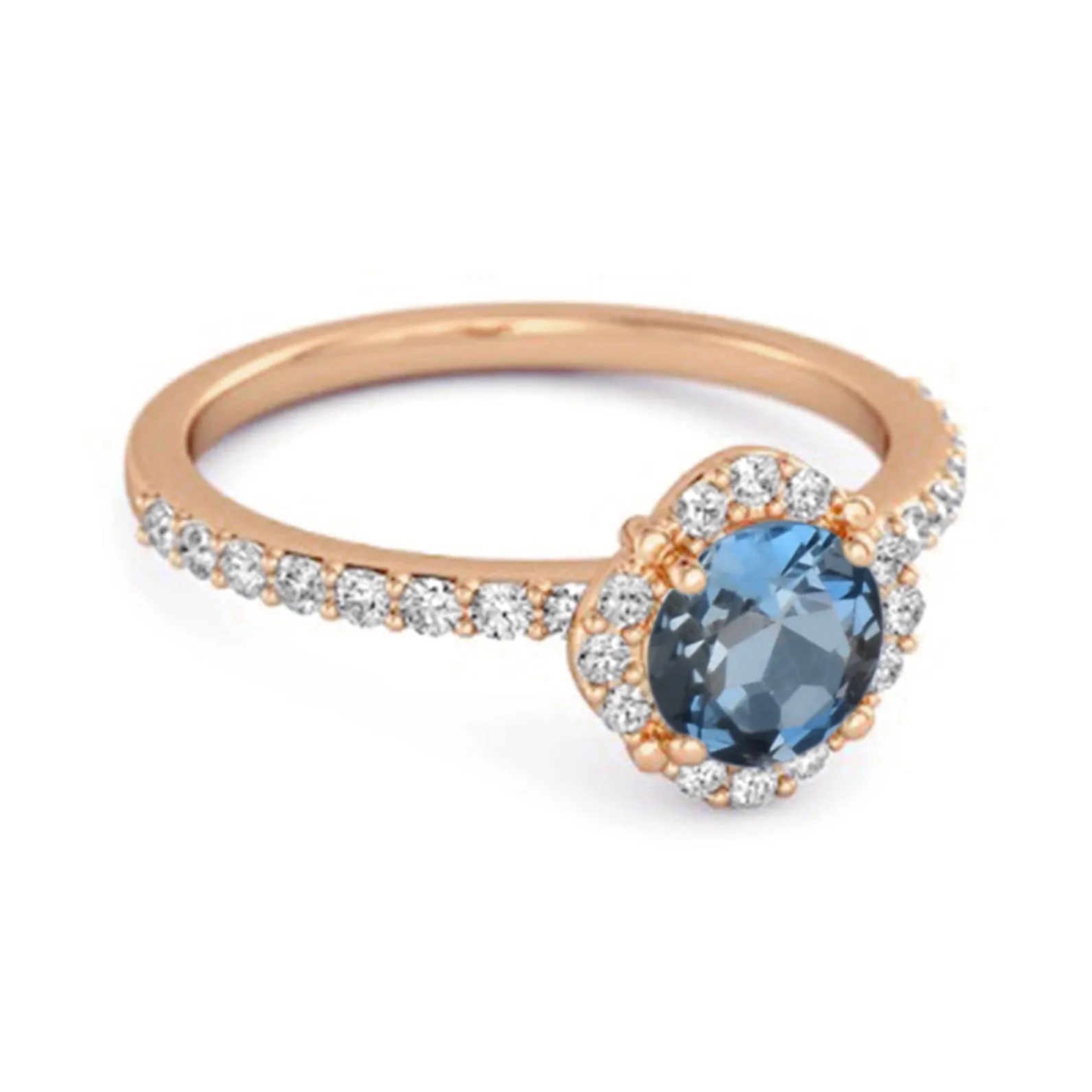 London Blue Topaz Solitaire Accents 925 Sterling Silver Friendship Ring